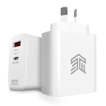 view STM 65W USB-C/USB-A Dual Port Power Adapter - White