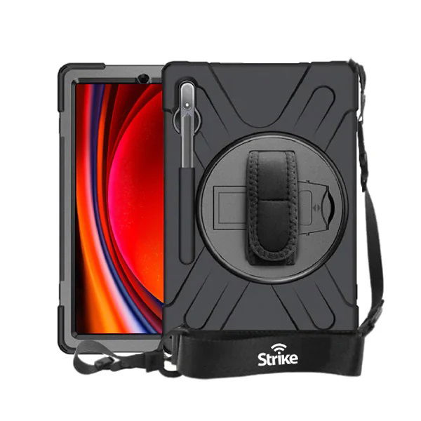 Strike Rugged Case with Hand Strap and Lanyard for Samsung Galaxy Tab S9 Ultra/S8 Ultra