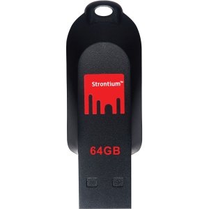 Strontium 64GB Pollex USB 2.0 Flash Drive - Black, Red