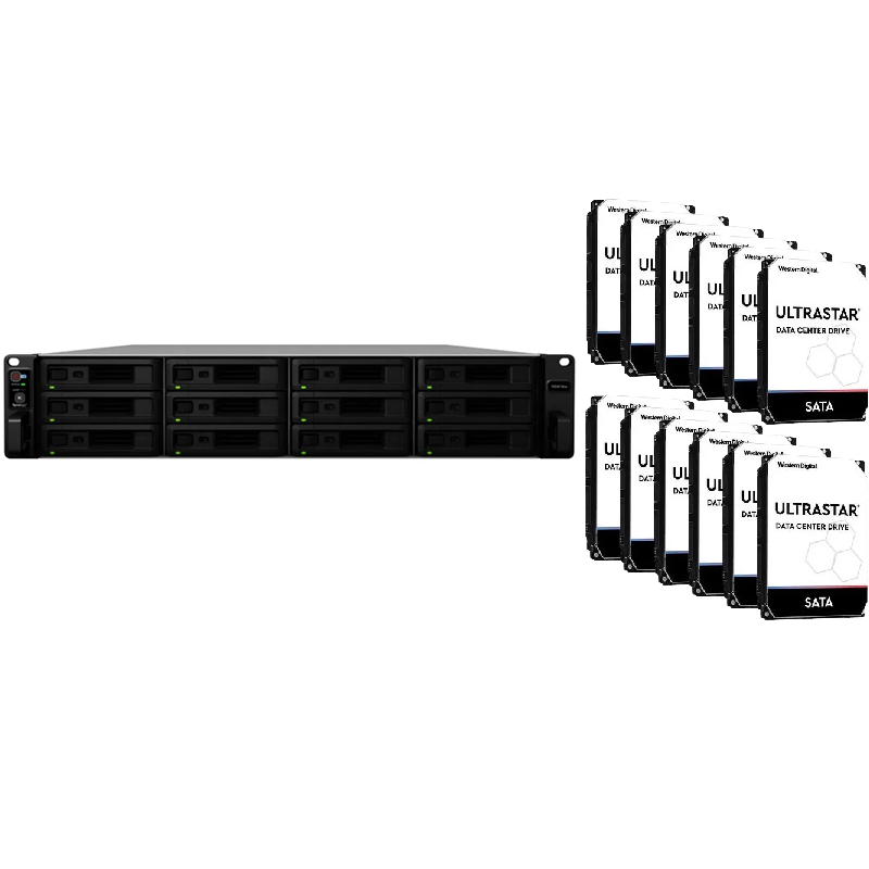 Synology RackStation RS3618xs 12 Bay 8GB RAM 2RU Rackmount NAS with 12 x 8TB Western Digital Enterprise Drives + Installation!