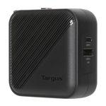 Targus APA803GL 65W USB-C and USB-A GaN Wall Charger with Travel Adapters - Black