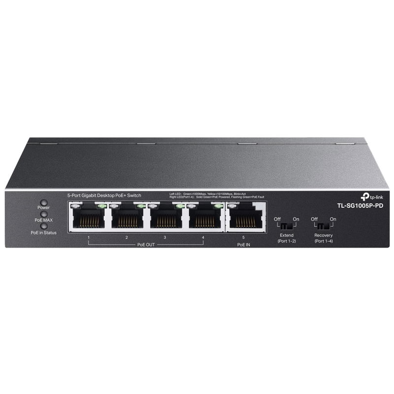 TP-Link SG1005P-PD 5 Port Gigabit PoE Powered Unmanaged Switch with 1-Port PoE++ In and 4-Port PoE+ Out