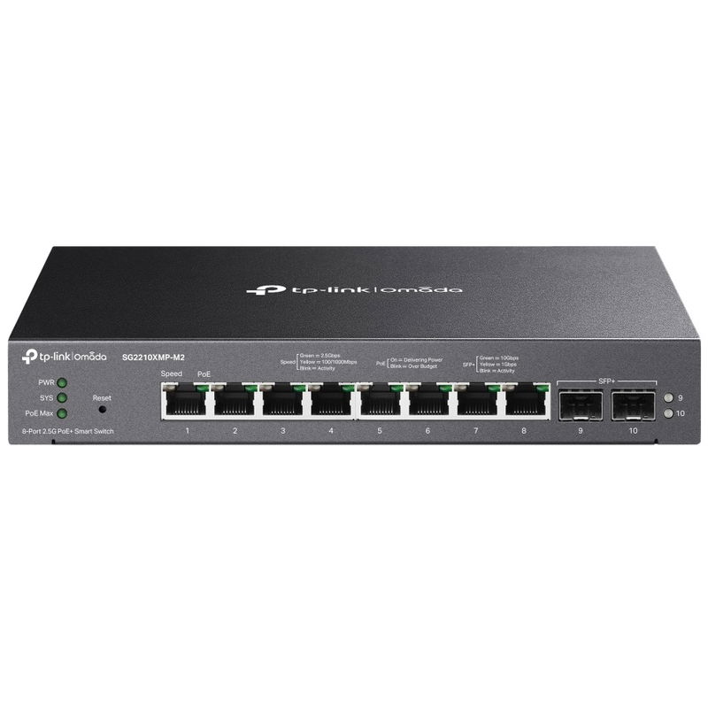 TP-Link SG2210XMP-M2 Omada 8-Port 2.5GBASE-T and 2-Port 10GE SFP+ Smart Managed Switch with 8-Port PoE+