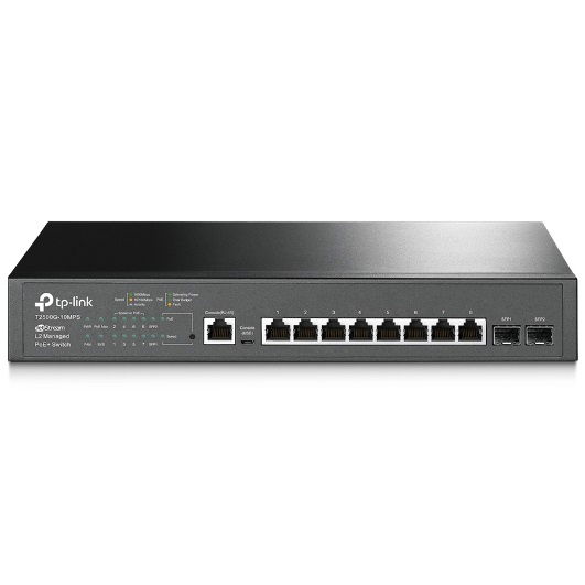 TP-Link T2500G-10MPS JetStream 8-Port Gigabit L2 Managed PoE+ Switch with 2 SFP Slots