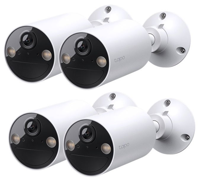 TP-Link Tapo C410 2K 3MP Starlight Wire-Free IR Bullet Home Security Camera - 4 Pack