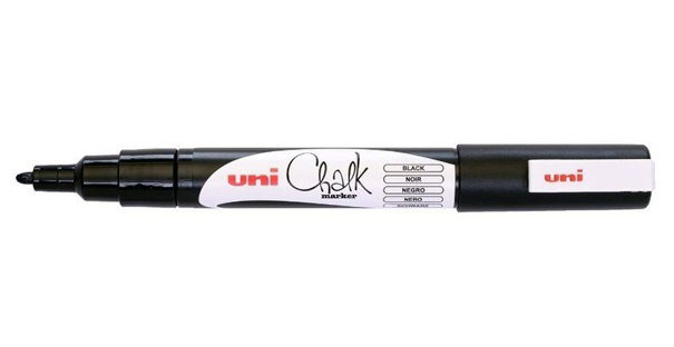 Uni Chalk Marker 0.9-1.3mm Bullet Tip Marker - Black