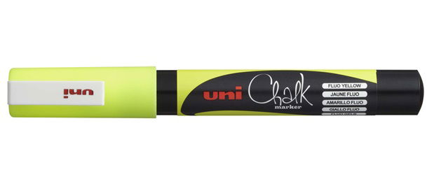 Uni Chalk Marker 0.9-1.3mm Bullet Tip Marker - Fluoro Yellow