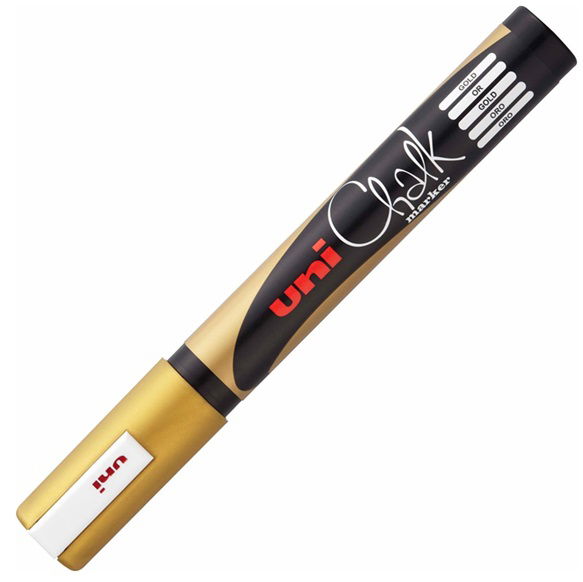 Uni Chalk Marker 1.8-2.5mm Bullet Tip Marker - Gold