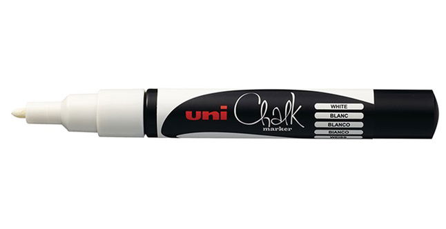Uni Chalk Marker 0.9-1.3mm Bullet Tip Marker - White