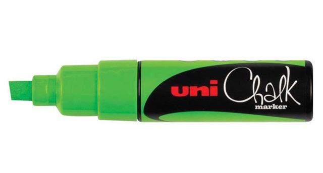 Uni Chalk Marker 8.0mm Chisel Tip Marker - Fluoro Green