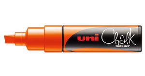 Uni Chalk Marker 8.0mm Chisel Tip Marker - Fluoro Orange