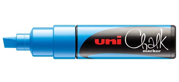 Uni Chalk Marker 8.0mm Chisel Tip Marker - Metallic Blue