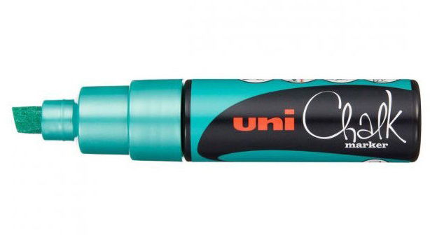 Uni Chalk Marker 8.0mm Chisel Tip Marker - Metallic Green