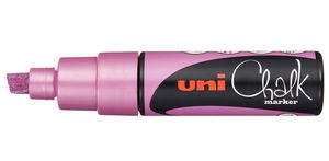 Uni Chalk Marker 8.0mm Chisel Tip Marker - Metallic Pink