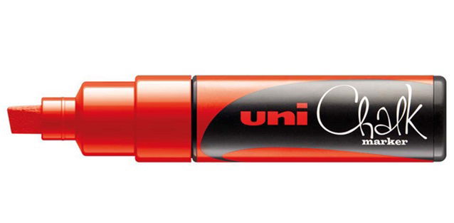 Uni Chalk Marker 8.0mm Chisel Tip Marker - Red