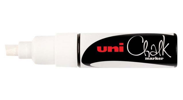 Uni Chalk Marker 8.0mm Chisel Tip Marker - White