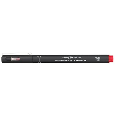 Uni-Ball Pin 200 0.4mm Red Permanent Fine Liner Pen
