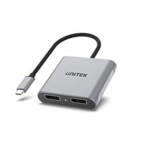 view Unitek 15cm USB-C to Dual DisplayPort Adapter - Space Grey