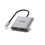 Unitek 15cm USB-C to Dual DisplayPort Adapter - Space Grey