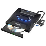 Unitek 5-in-1 8x DVD-RW 24x CD-RW USB-C/A External Optical Drive with USB Hub