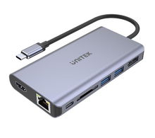 view Unitek 7-In-1 USB-C USB 3.1 Laptop Docking Station with 100W Power Delivery - 1x USB-C, 2x USB-A, DisplayPort, HDMI, RJ-45, SD Card