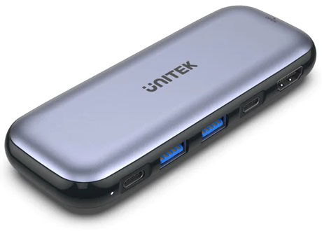 UNITEK 6-In-1 Multi-Port USB-C M.2 SSD Storage Hub with 10Gbps Data, HDMI and PD 100W - Space Grey