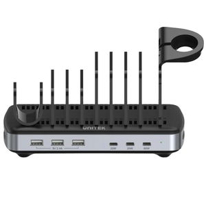Unitek Smart HP6 6-Port USB-C and USB-A Charging Station with 120W Triple USB Power Delivery - Black