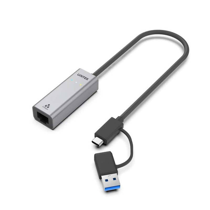 Unitek U1313C USB-C/USB-A to 2.5Gbps Ethernet Adapter - Space Grey