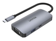 view Unitek uHUB P5 Trio USB-C Docking Station with Power Delivery 100W - 2x HDMI, 1x VGA, 1x USB-A, 1x USB-C