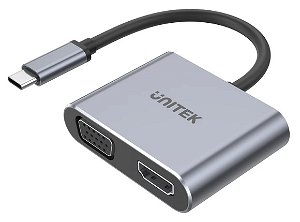 Unitek uHUB Q4 Lite USB-C Travel Dock with Power Delivery - 1x HDMI, 1x VGA, 1x USB-A, 1x USB-C