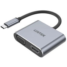 view UNITEK USB-C to HDMI 2.0 and VGA Adapter with MST Dual Monitor - Space Grey