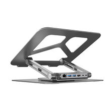 view Unitek USB-C Laptop Docking Station Stand with 360 Rotating Base Space Grey - USB-A, HDMI, USB-C, RJ45