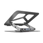 Unitek USB-C Laptop Docking Station Stand with 360 Rotating Base Space Grey - USB-A, HDMI, USB-C, RJ45