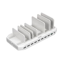 view Unitek 10 Port USB Charging Station with Adjustable Bracket Stands & 1x QC 3.0 Port & 1x USB-C 60W PD Port