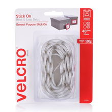 view Velcro 22mm Stick On Hook & Loop Dots White - 40 Pack
