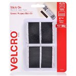 Velcro 25mm x 50mm Stick On Hook & Loop Tape Black - 6 Pack