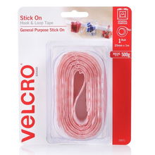 view Velcro 25mm x 1m Stick On Hook & Loop Tape - White