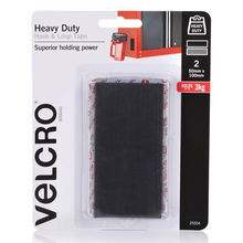 view Velcro 50mm x 100mm Heavy Duty Hook & Loop Tape Black - 2 Pack