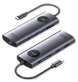 Vention 10-in-1 Multiport USB Hub with Gigabit Ethernet Port - Gray