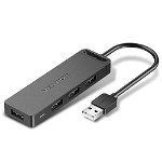 Vention 1M 4-Port USB 2.0 Hub with Power Supply - Black