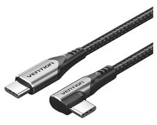 view Vention 1M USB-C Male to Male USB 2.0 Right Angle 3A Cable - Black