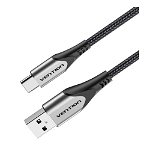 Vention 1M USB-A Male to USB-C Male 3A Cotton Braided Cable - Gray