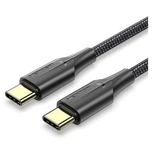 Vention 1M USB-C Male to USB-C Male 3A Nylon Braided Cable - Black