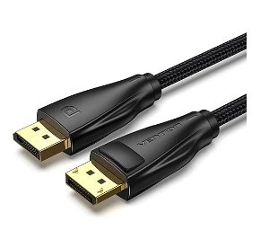 Vention 2M DisplayPort Male to DisplayPort Male Cotton Braided Cable - Black