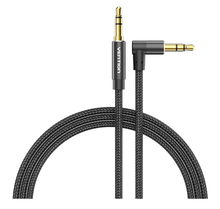 view Vention 2M 3.5mm Male to 3.5mm Male Right Angle Cotton Braided Audio Cable - Black