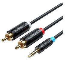 view Vention 2M 3.5MM Male to 2-Male RCA Adapter Cable - Black