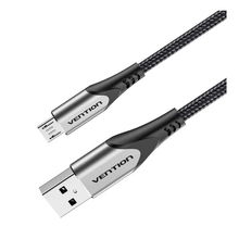 view Vention 2M USB-A Male to Micro USB-B Male 3A Cotton Braided Cable - Gray
