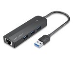 Vention 0.15M 3-Port USB 3.0 Hub with Gigabit Ethernet Adapter - Black