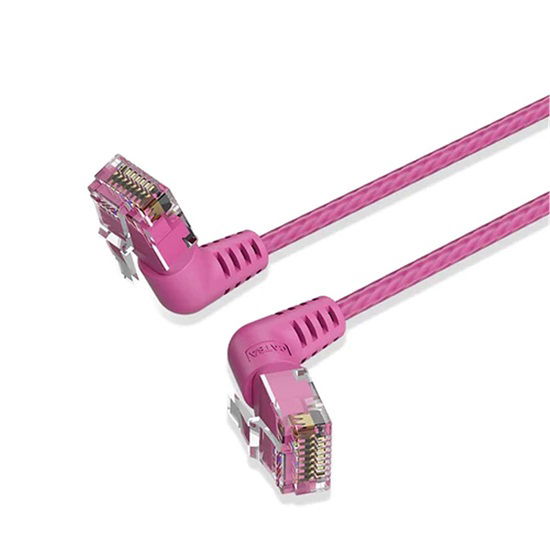 Vention 1m Cat6A UTP Slim Type Rotate Right Angle Ethernet Patch Cable - Pink