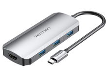 view Vention 0.15M 5-in-1 Docking Station with Power Delivery - x3 USB-A, x1 HDMI, x1 PD